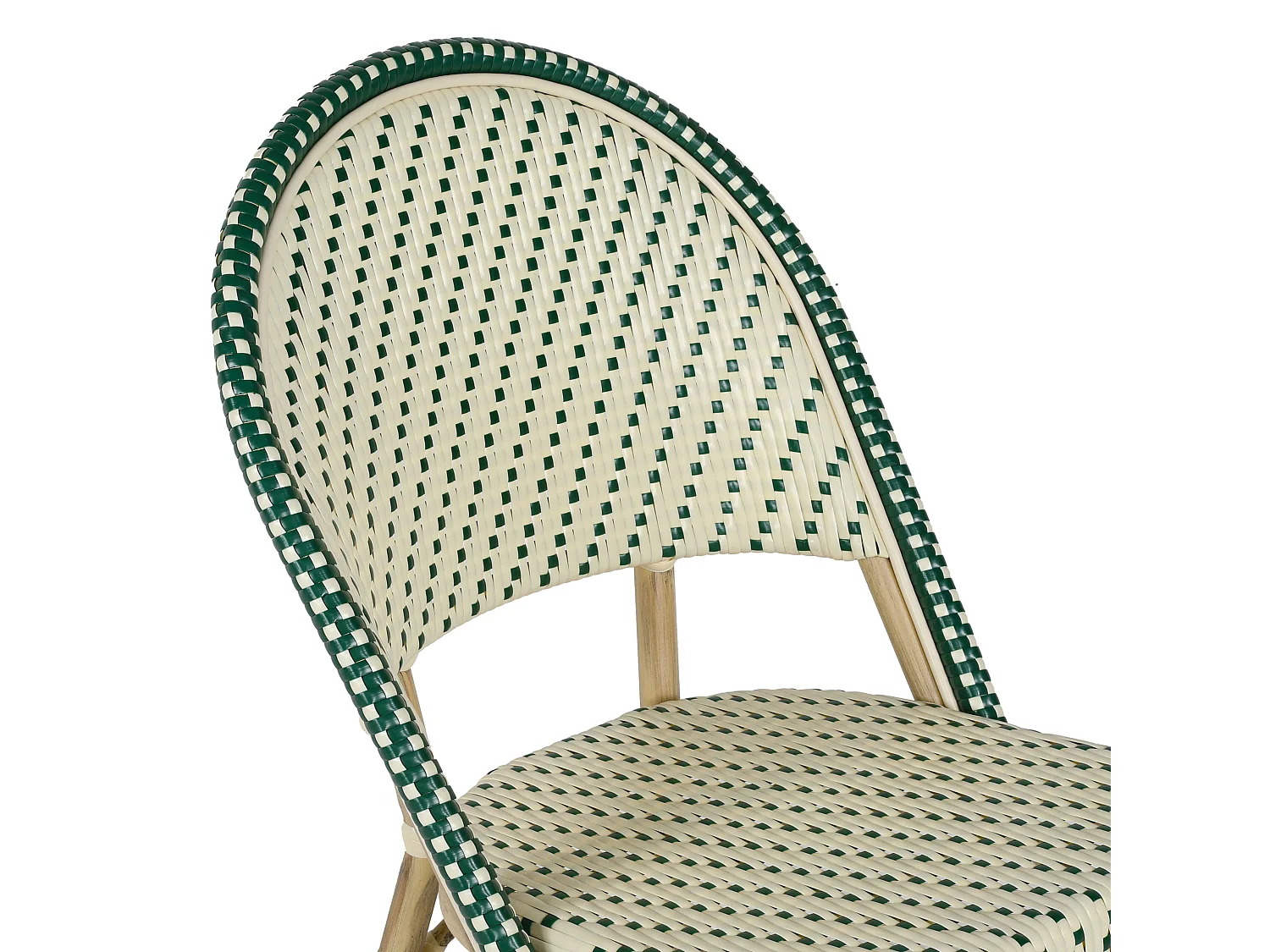Chaise de terrasse bistrot parisien en aluminium et rotin vert foncé