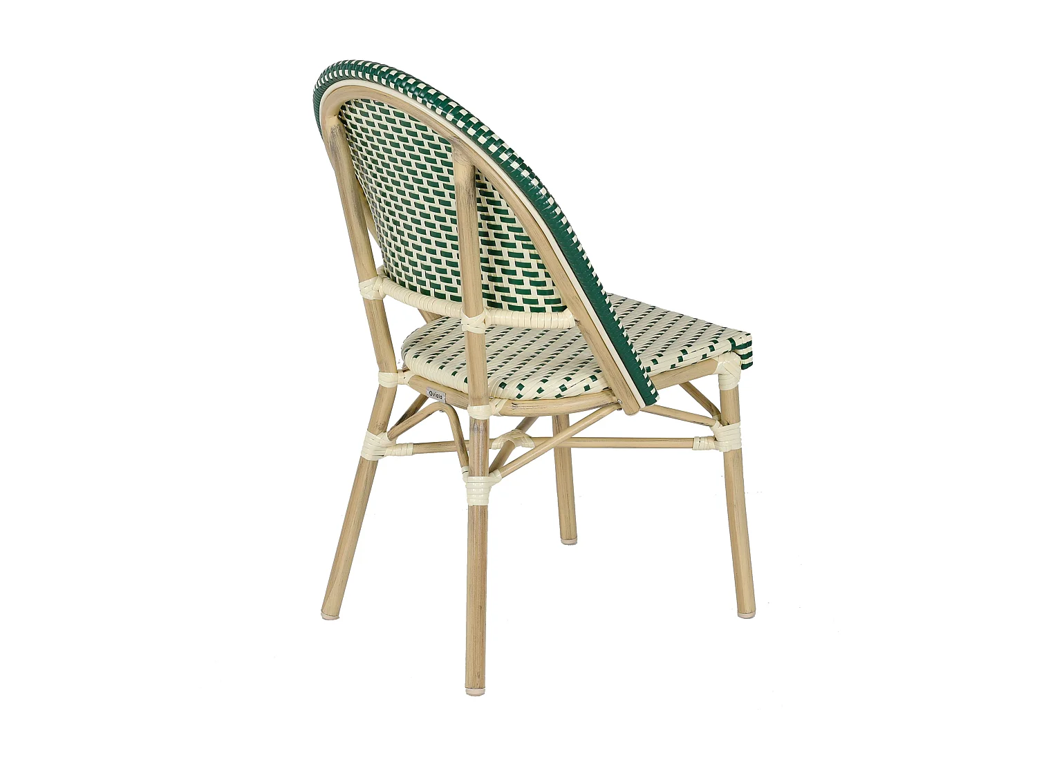 Chaise de terrasse bistrot parisien en aluminium et rotin vert foncé