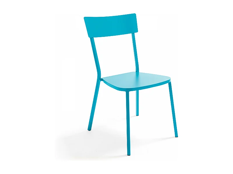Chaise de jardin en métal bistrot bleu