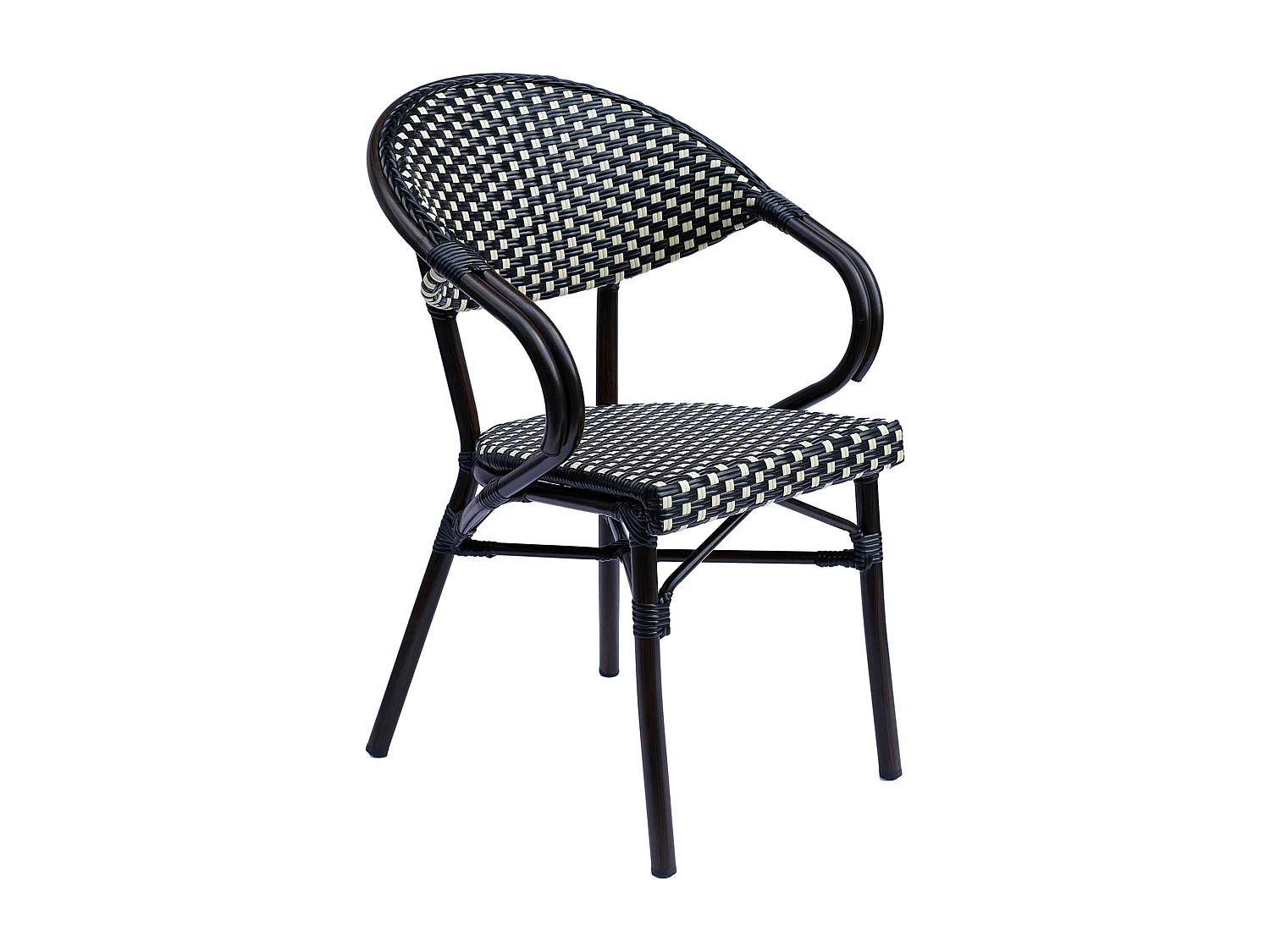 Fauteuil de terrasse bistrot parisien en aluminium noir
