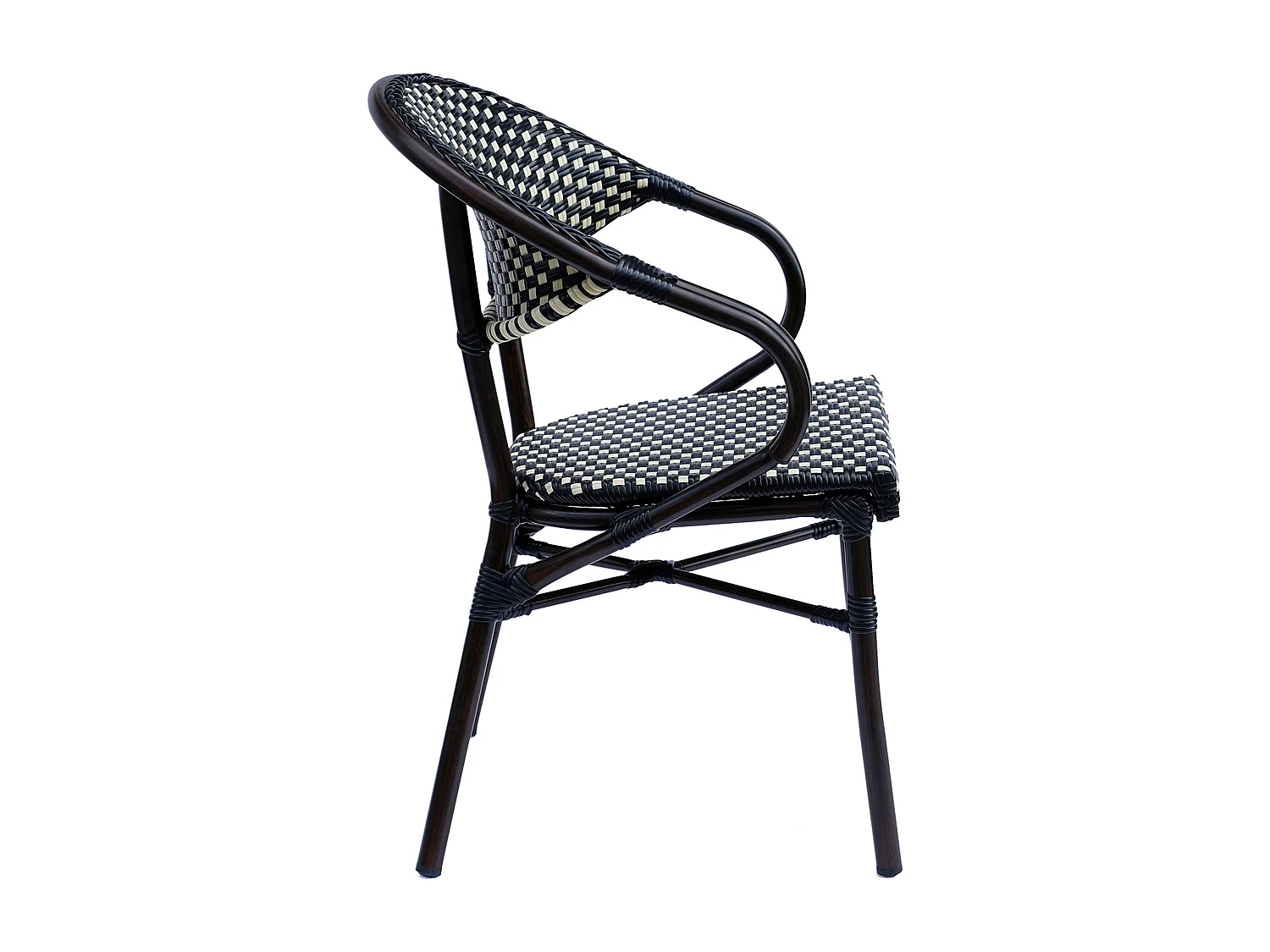 Fauteuil de terrasse bistrot parisien en aluminium noir