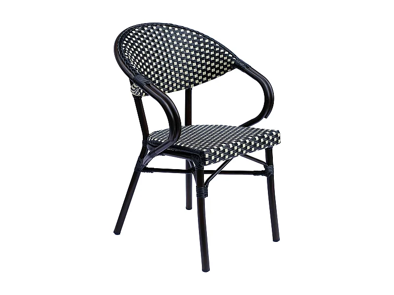 Fauteuil de terrasse bistrot parisien en aluminium noir
