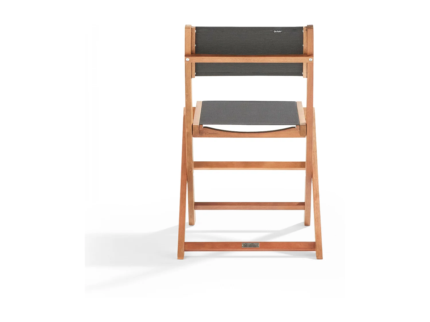 Lot de 2 chaises pliantes en bois d'eucalyptus et textilène noir