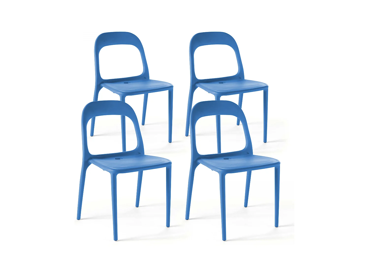 Lot de 4 chaises en plastique bleu