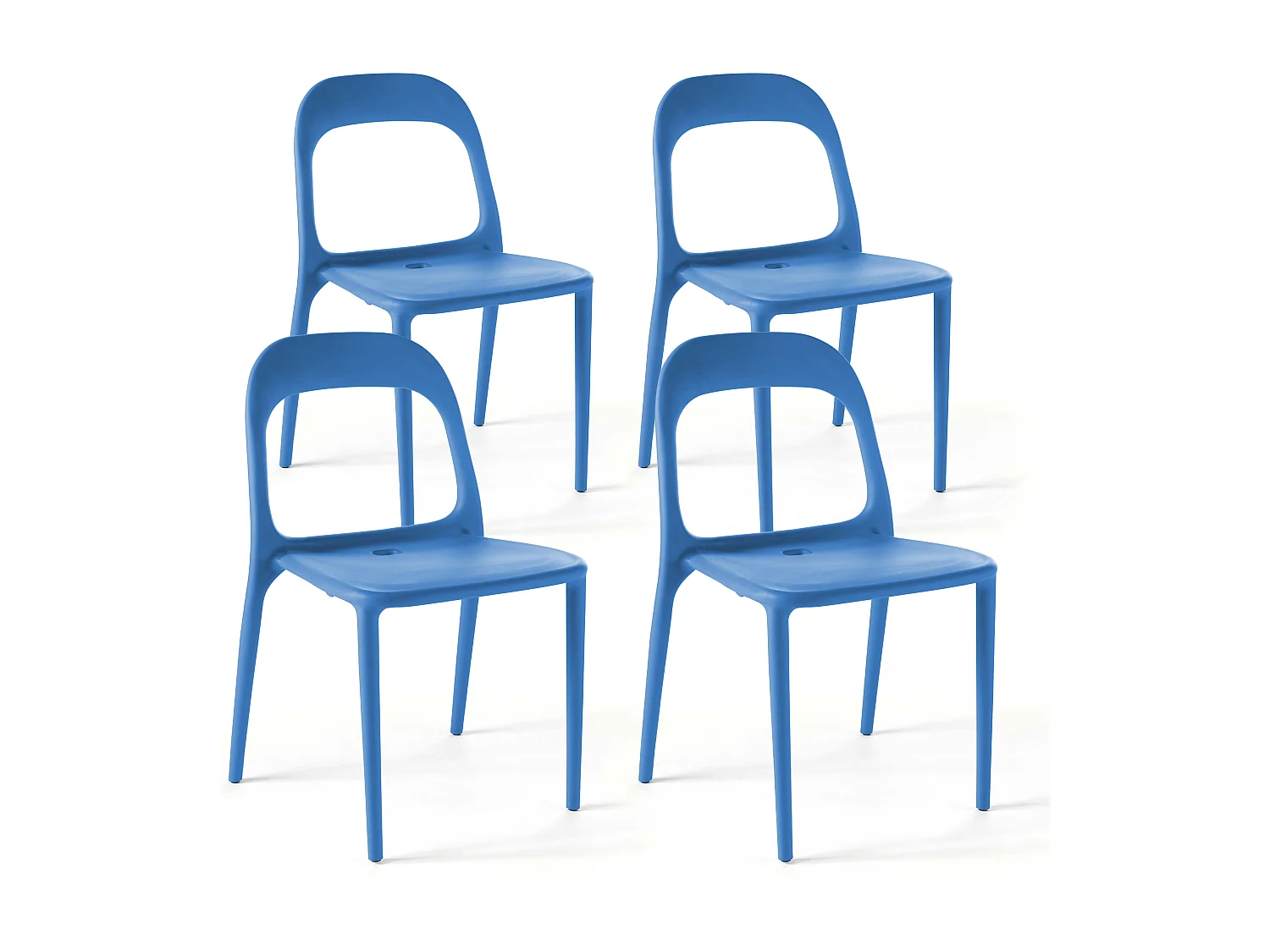 Lot de 4 chaises en plastique bleu