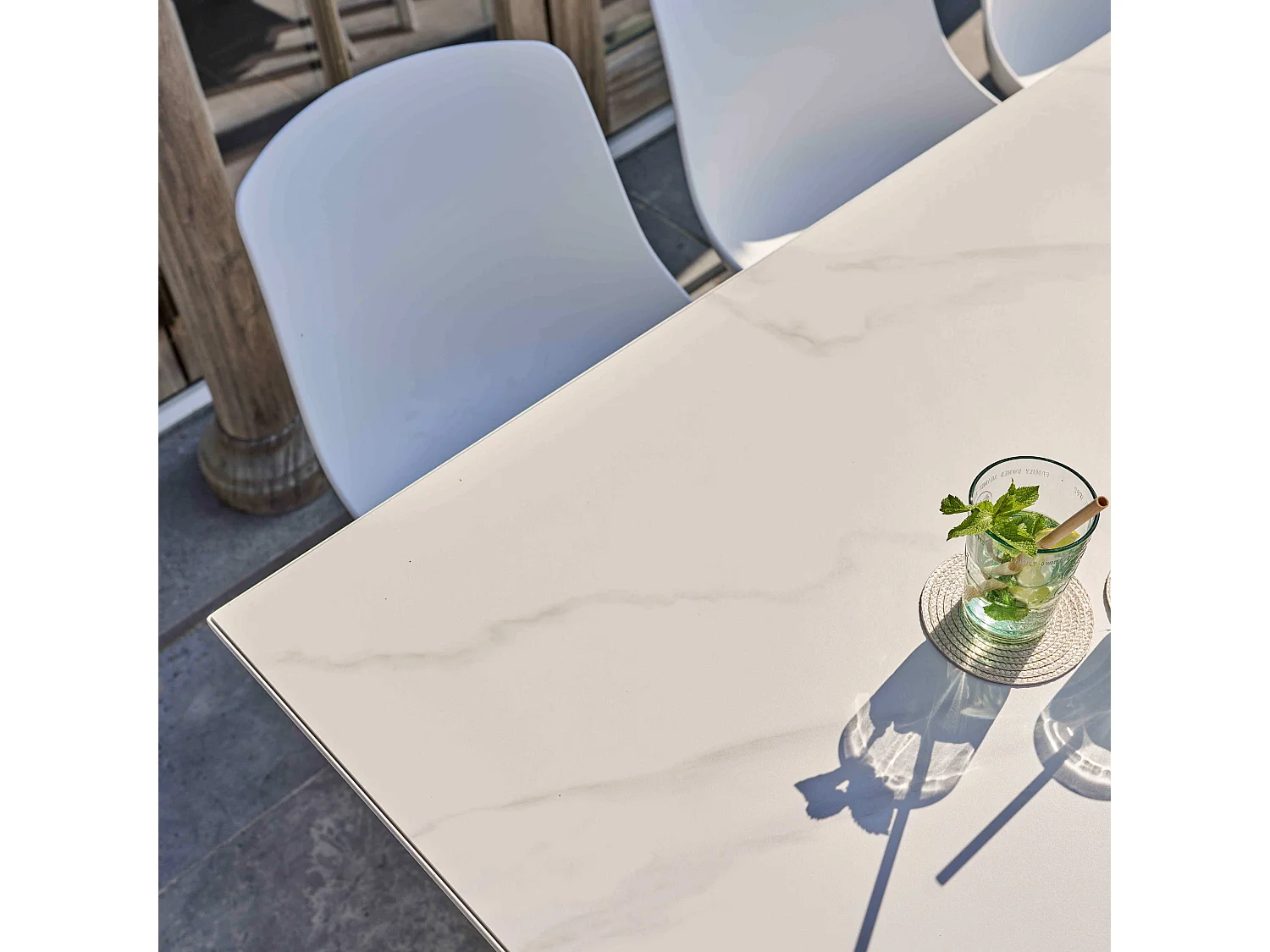 Lot de 4 chaises d'extérieur blanc