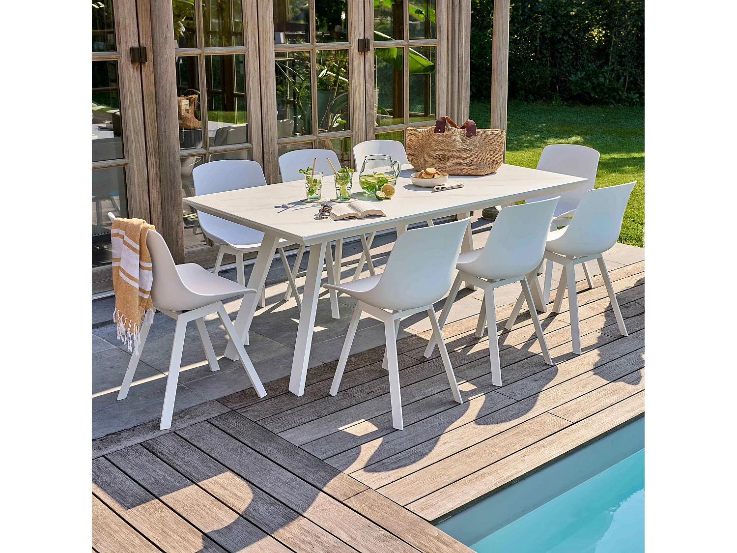 Lot de 4 chaises d'extérieur blanc