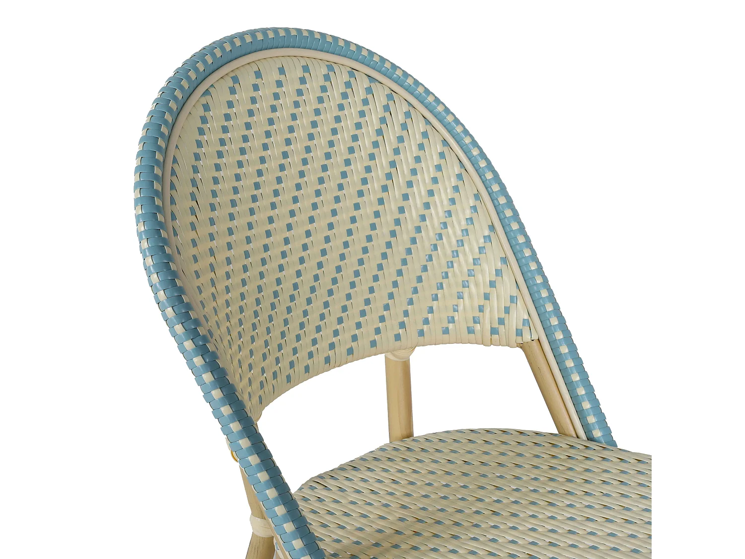 Chaise de terrasse bistrot parisien en aluminium et rotin bleu