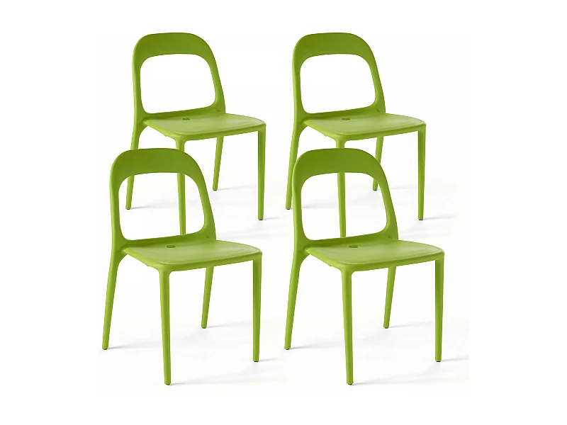 Lot de 4 chaises en plastique vert