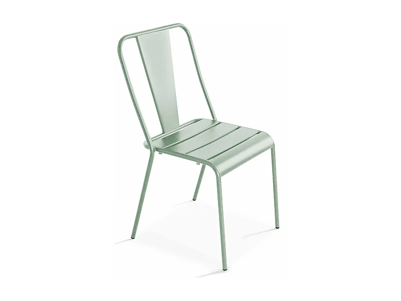 Chaise de jardin en métal vert sauge