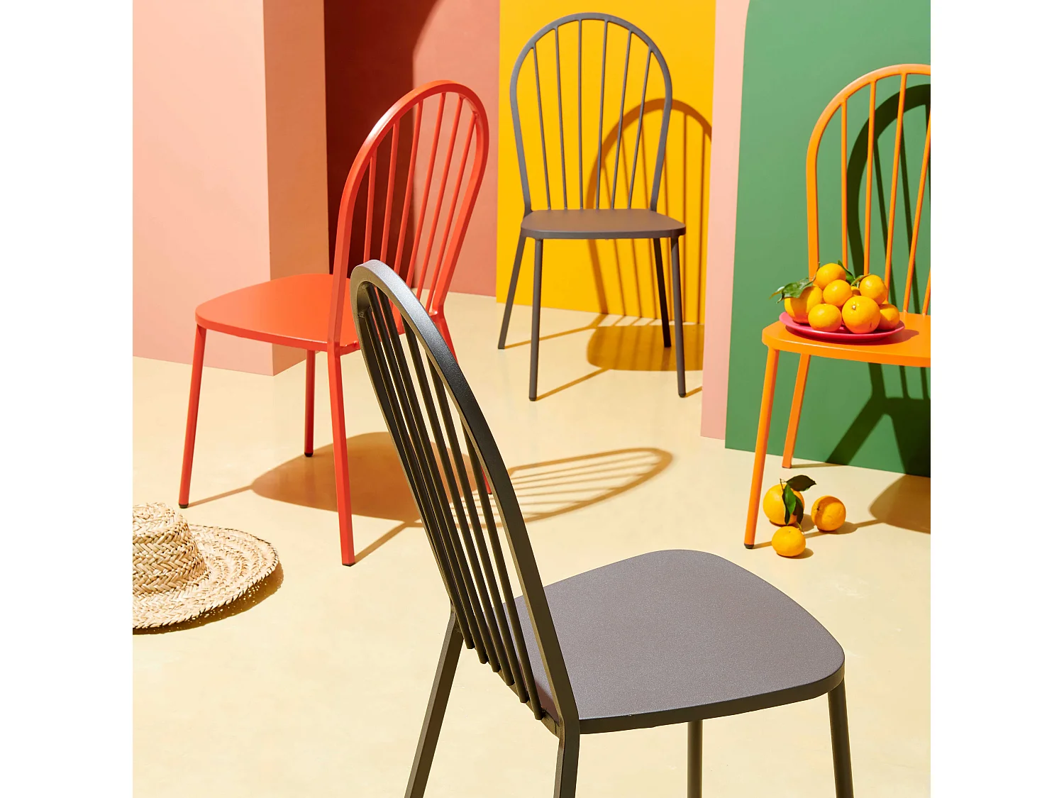 Chaise bistrot de jardin en métal rouge