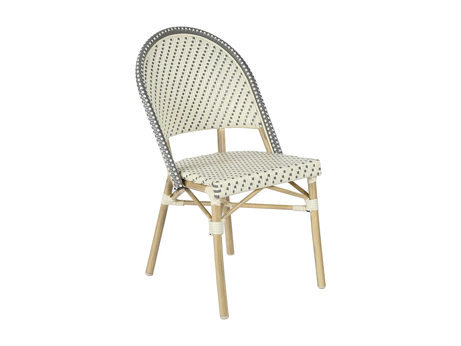 Chaise de terrasse bistrot parisien en aluminium et rotin gris