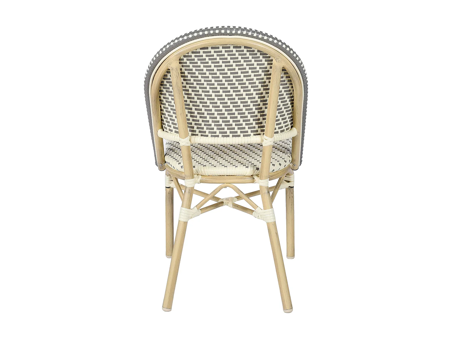 Chaise de terrasse bistrot parisien en aluminium et rotin gris