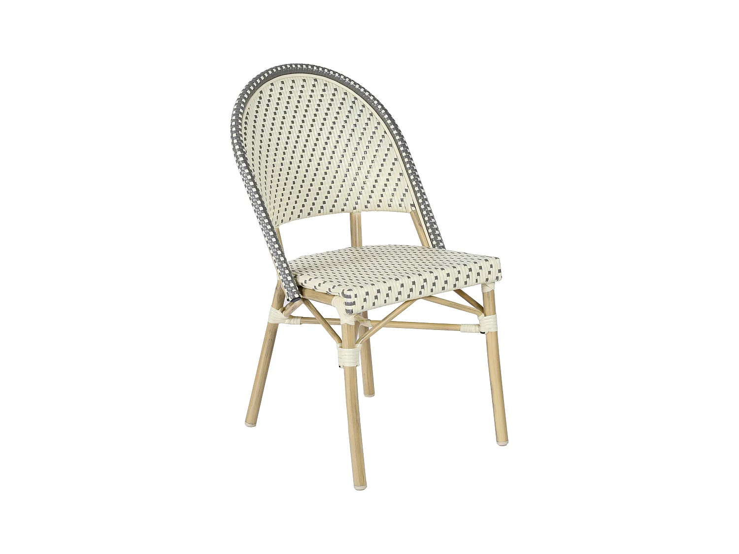 Chaise de terrasse bistrot parisien en aluminium et rotin gris