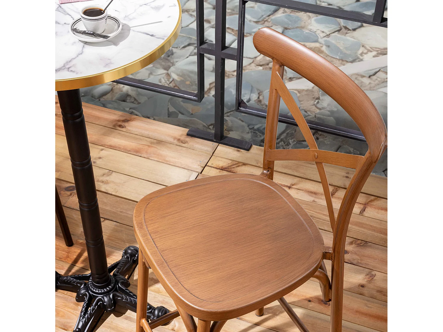 Chaise haute de terrasse bois en aluminium