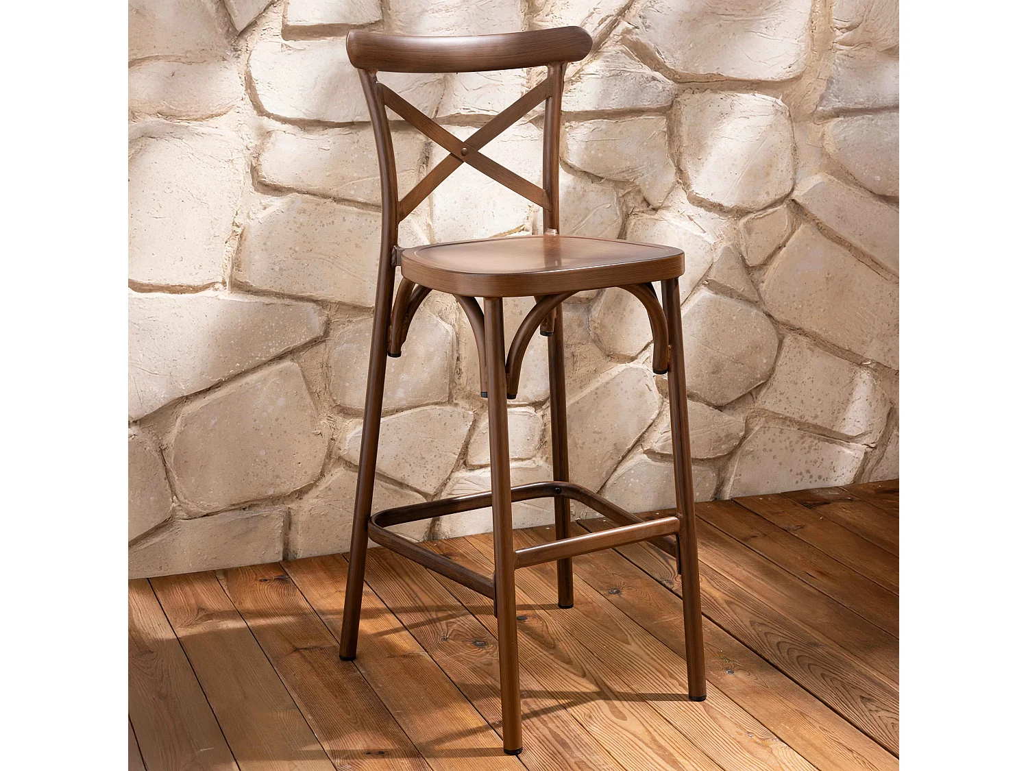 Chaise haute de terrasse bois en aluminium