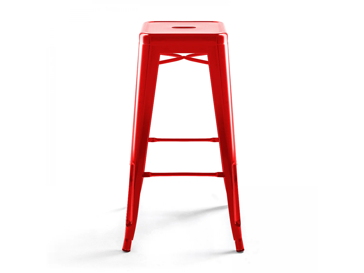 Tabouret de bar en métal brillant rouge