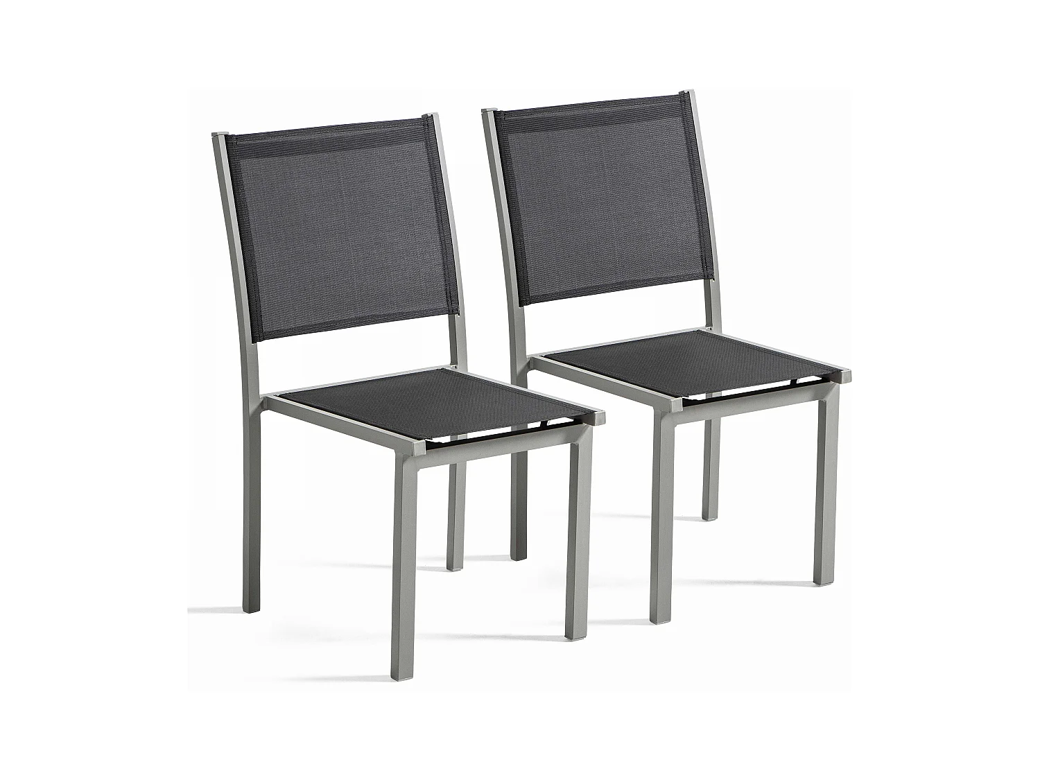 Set van 2 tuinstoelen van en grijze textilene
