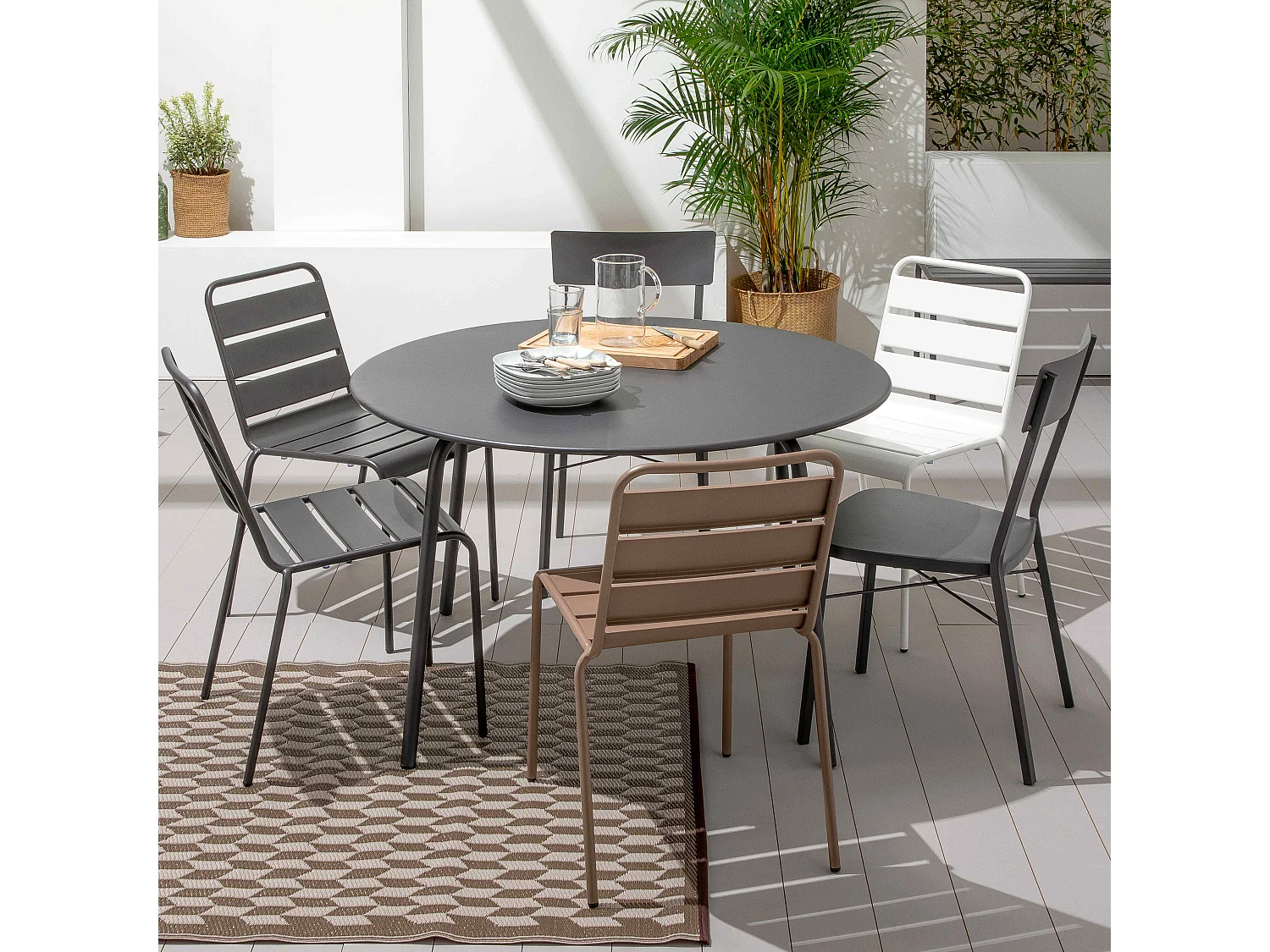 Chaise de jardin en métal taupe - Palavas