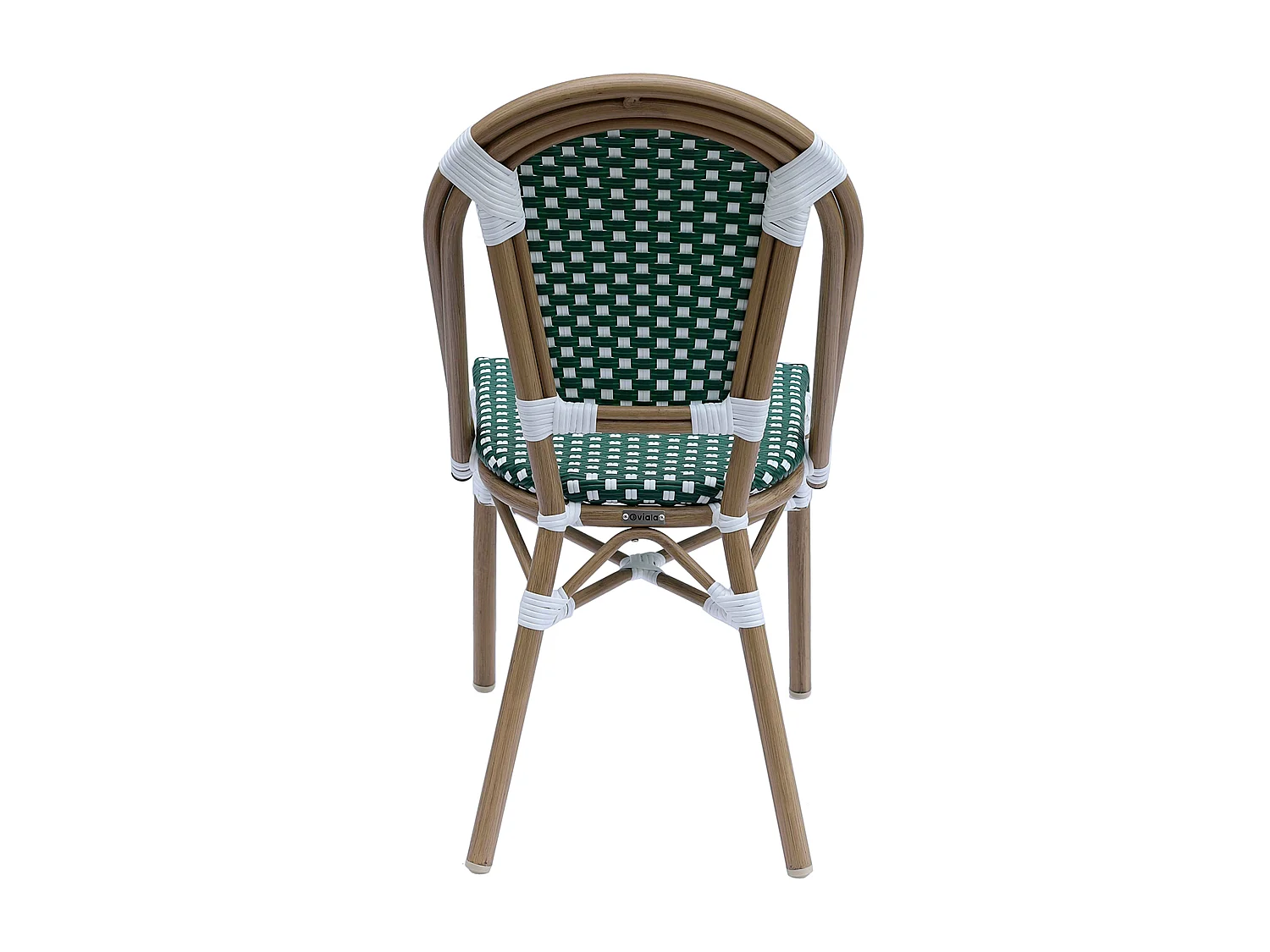 Chaise de terrasse bistrot parisien en aluminium et rotin vert foncé