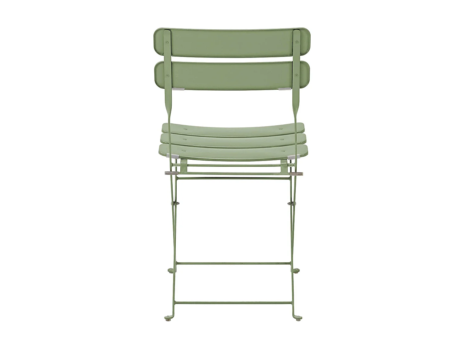 Lot de deux chaises pliantes en acier vert tilleul