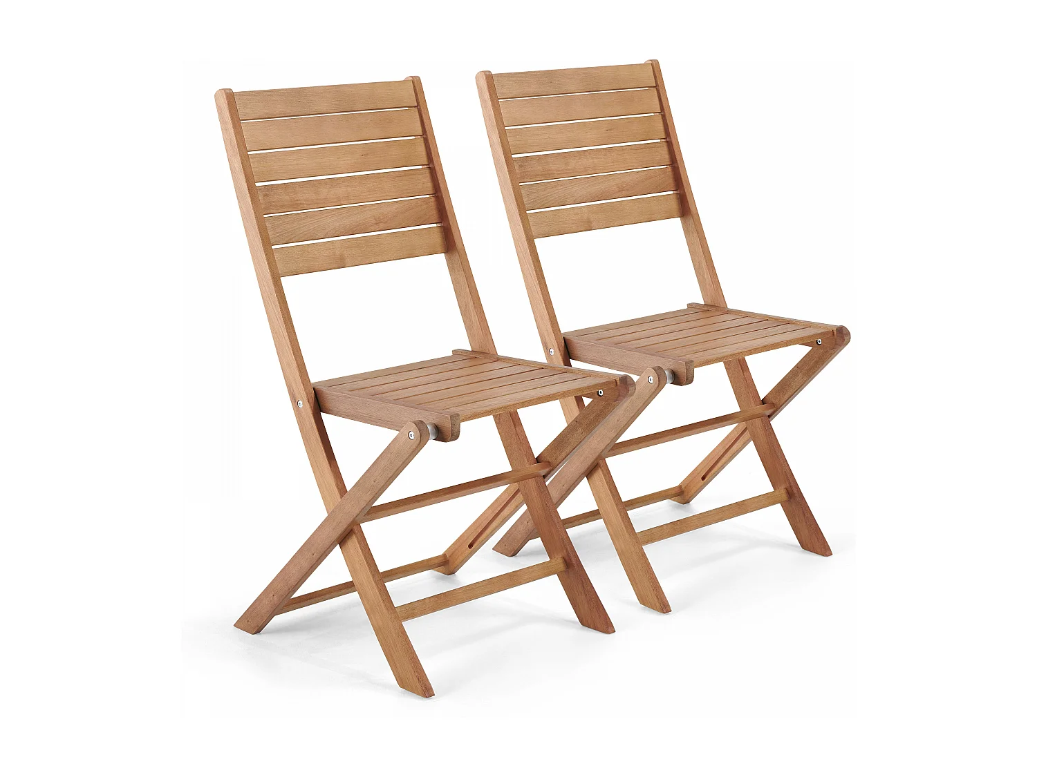 Set van 2 inklapbare houten stoelen van eucalyptus