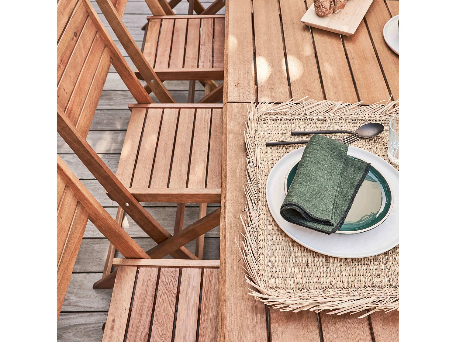 Set van 2 inklapbare houten stoelen van eucalyptus