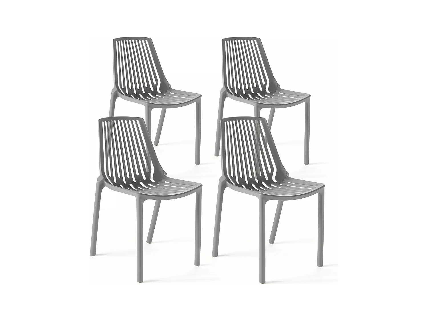 Lot de 4 chaises en plastique gris