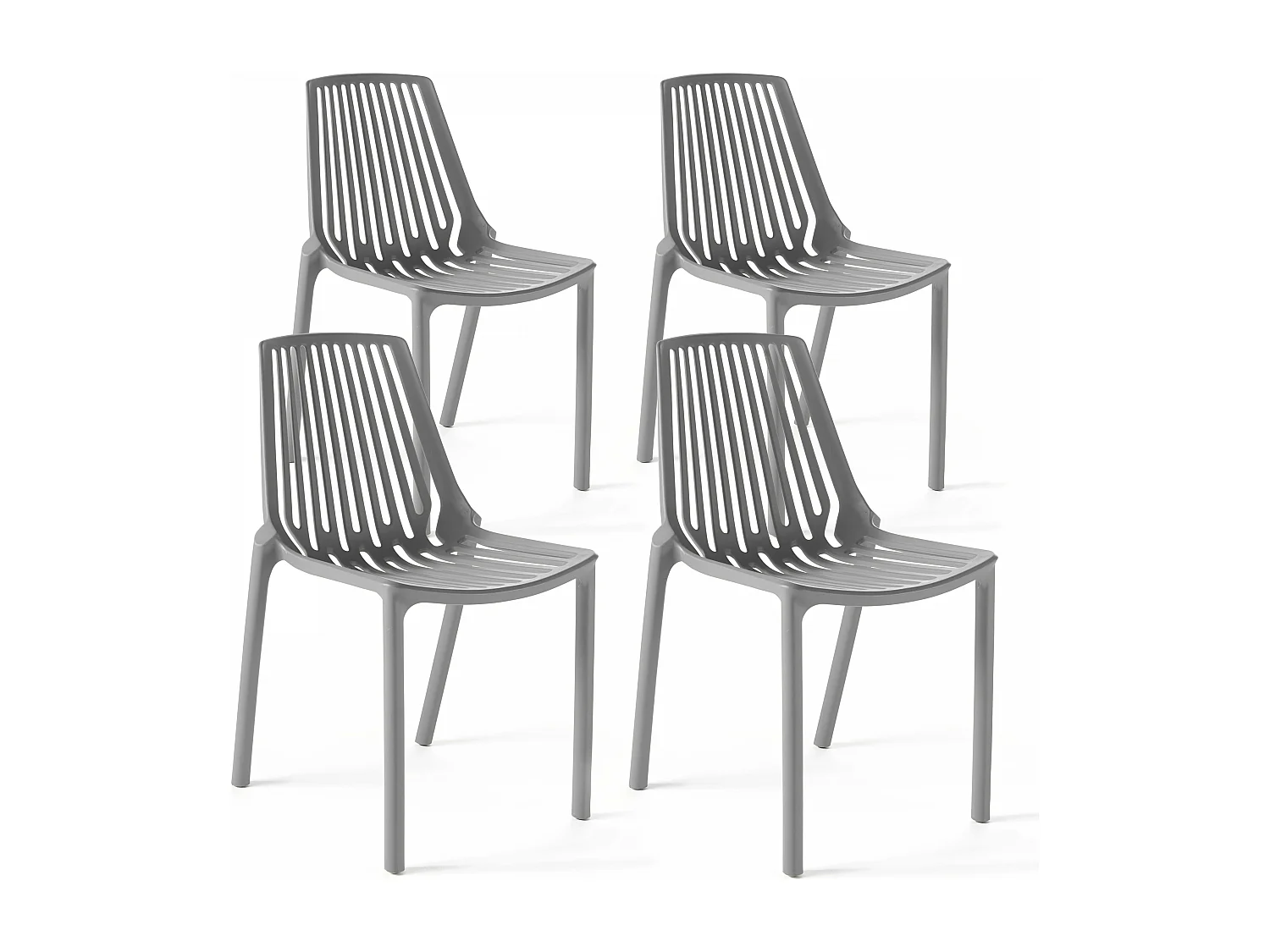 Lot de 4 chaises en plastique gris