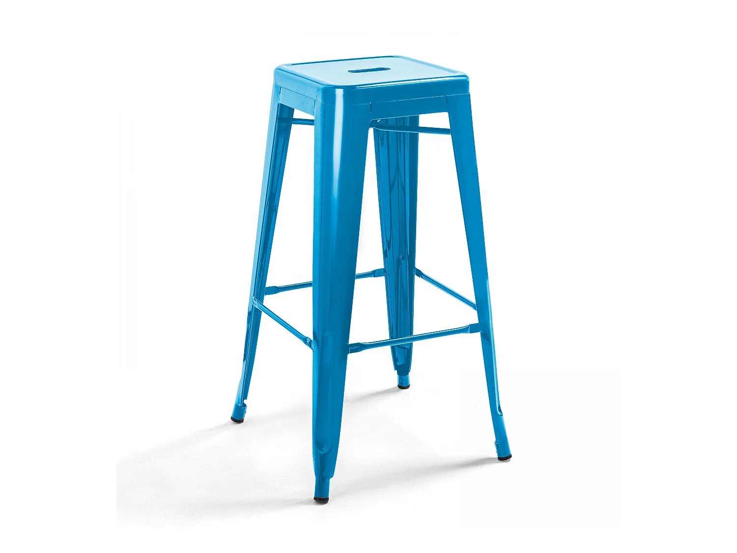 Tabouret de bar en métal brillant bleu
