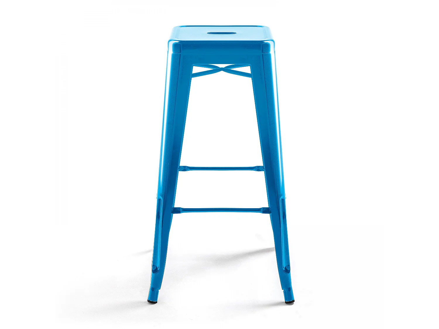 Tabouret de bar en métal brillant bleu