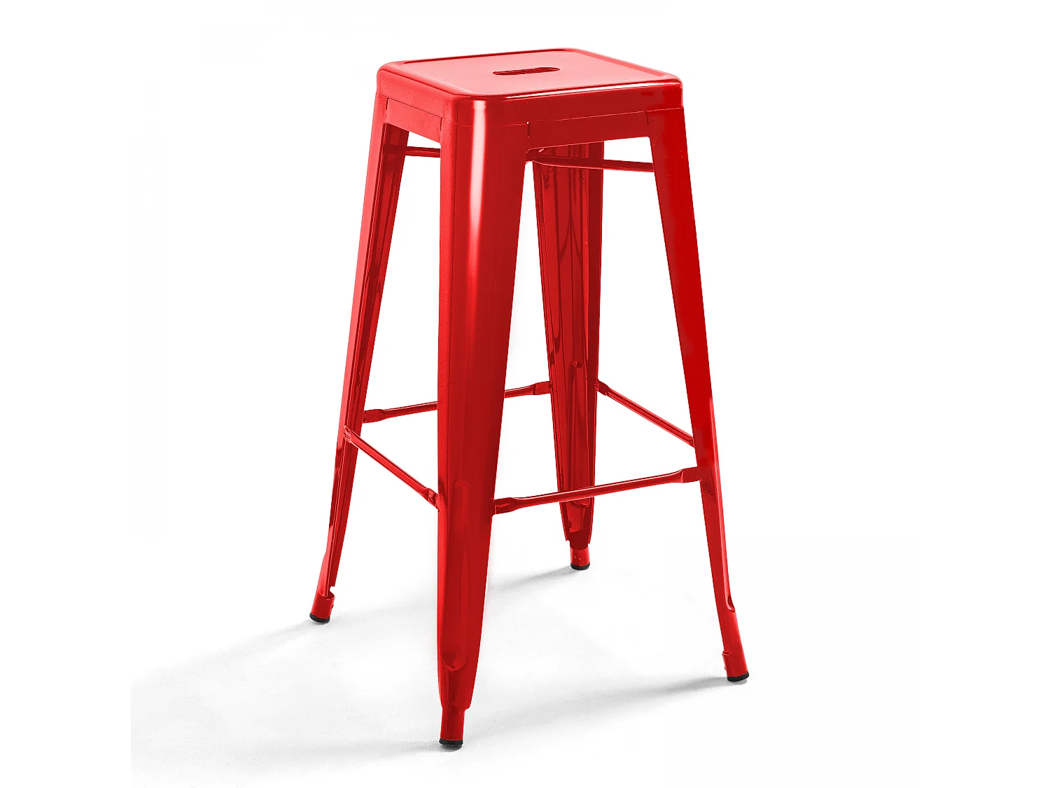 Lot de 4 tabourets de bar en acier rouge brillant