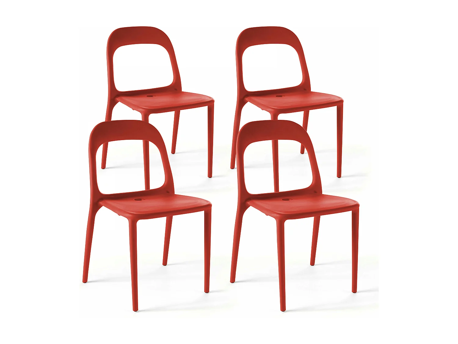 Lot de 4 chaises en plastique rouge