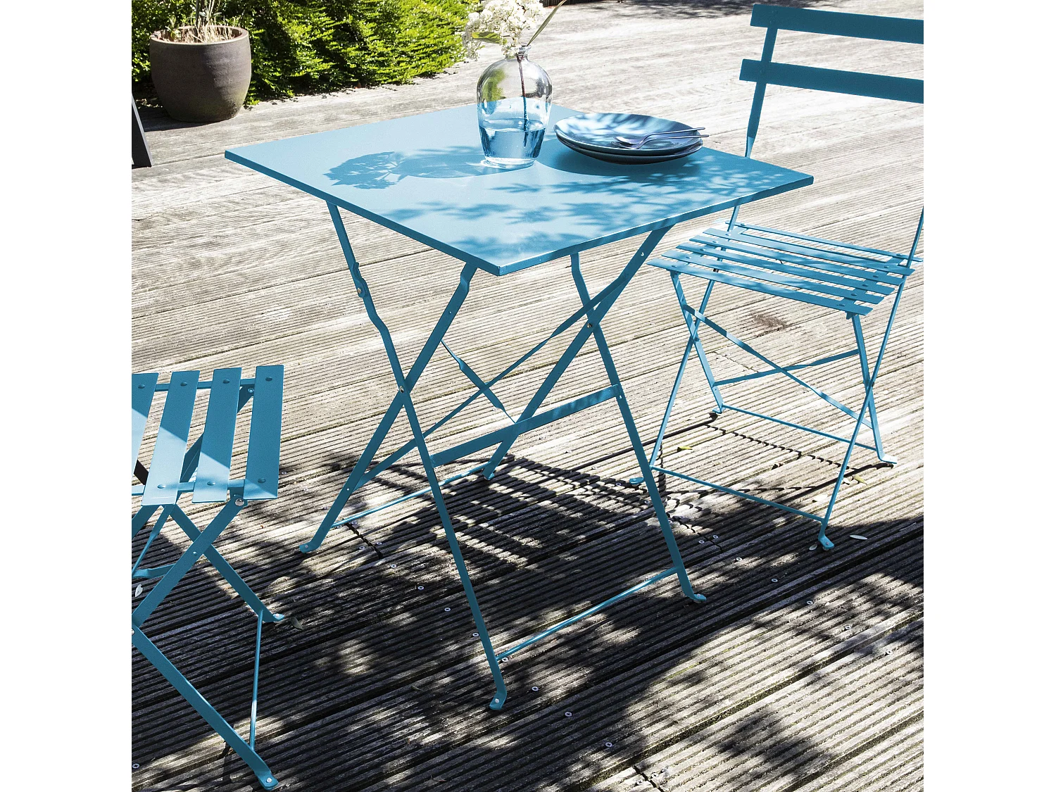 Lot de 2 chaises pliantes en acier bleues