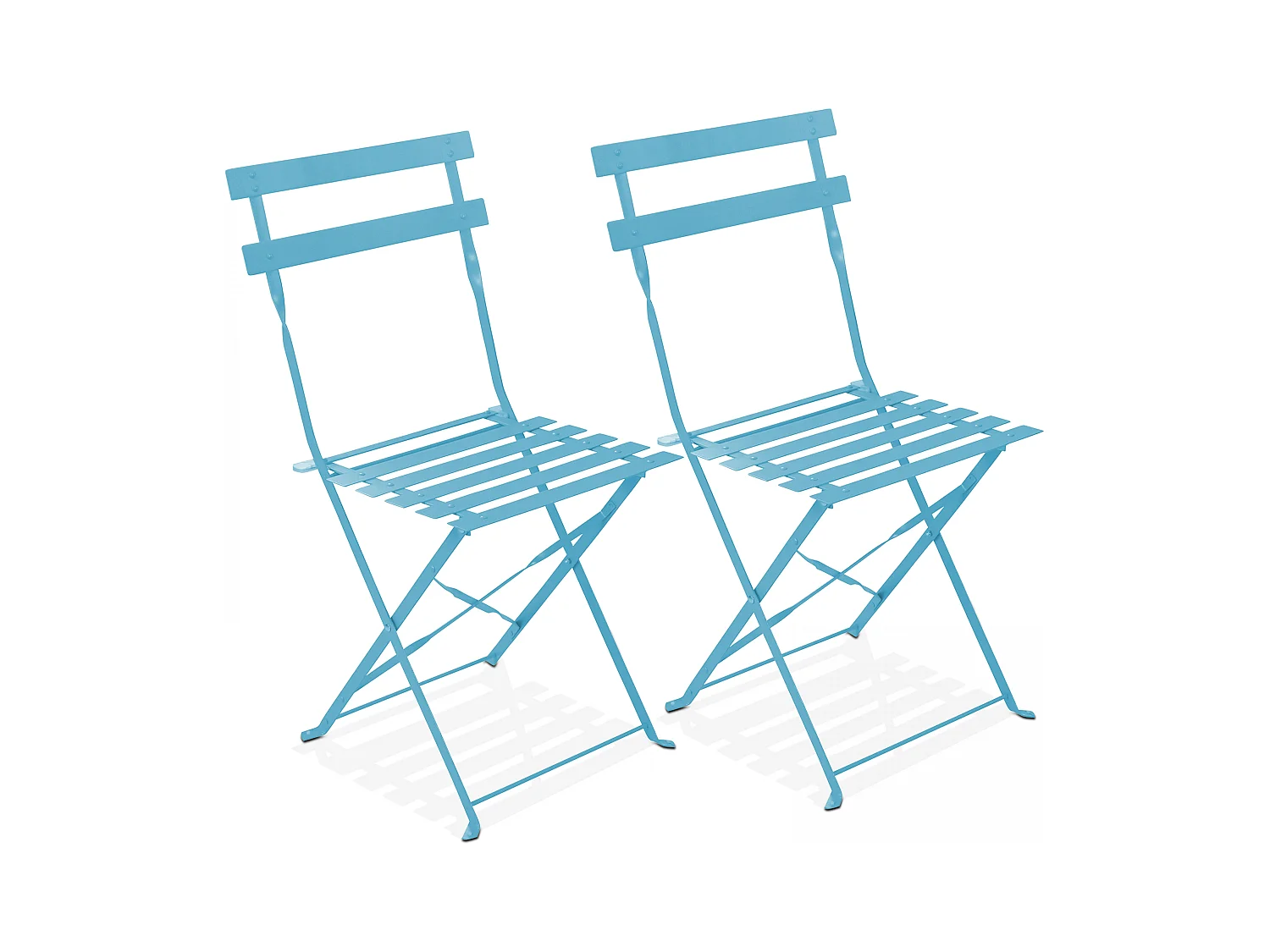Lot de 2 chaises pliantes en acier bleues