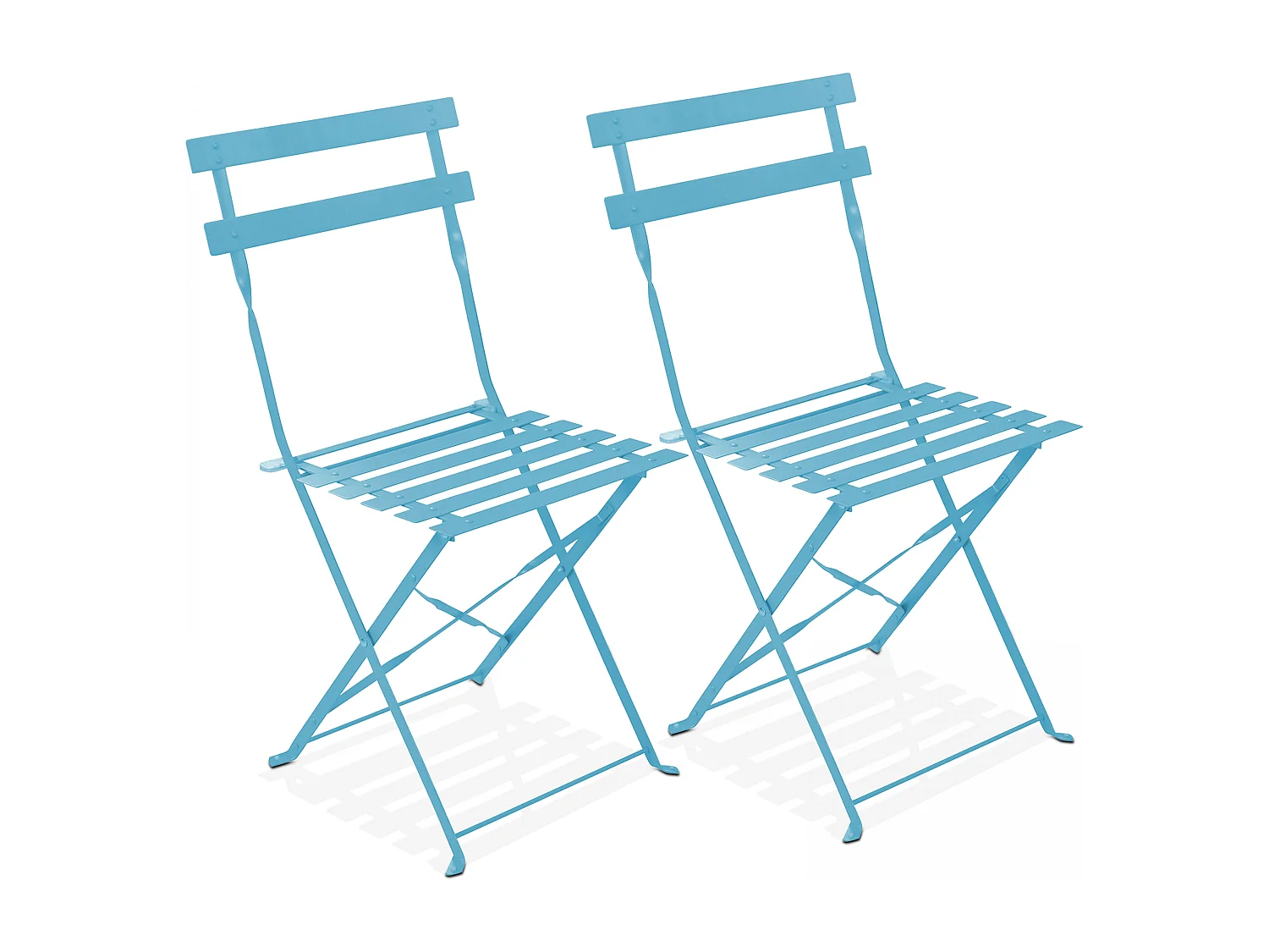 Lot de 2 chaises pliantes en acier bleues