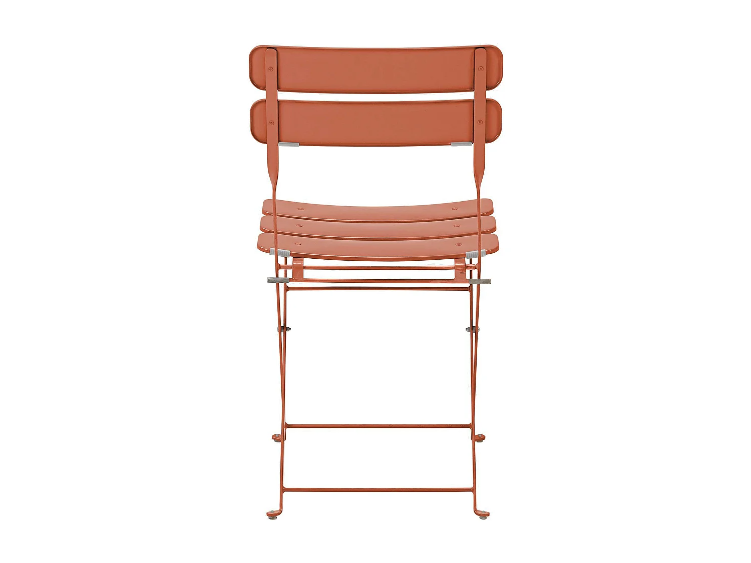 Lot de deux chaises pliantes en acier terracotta