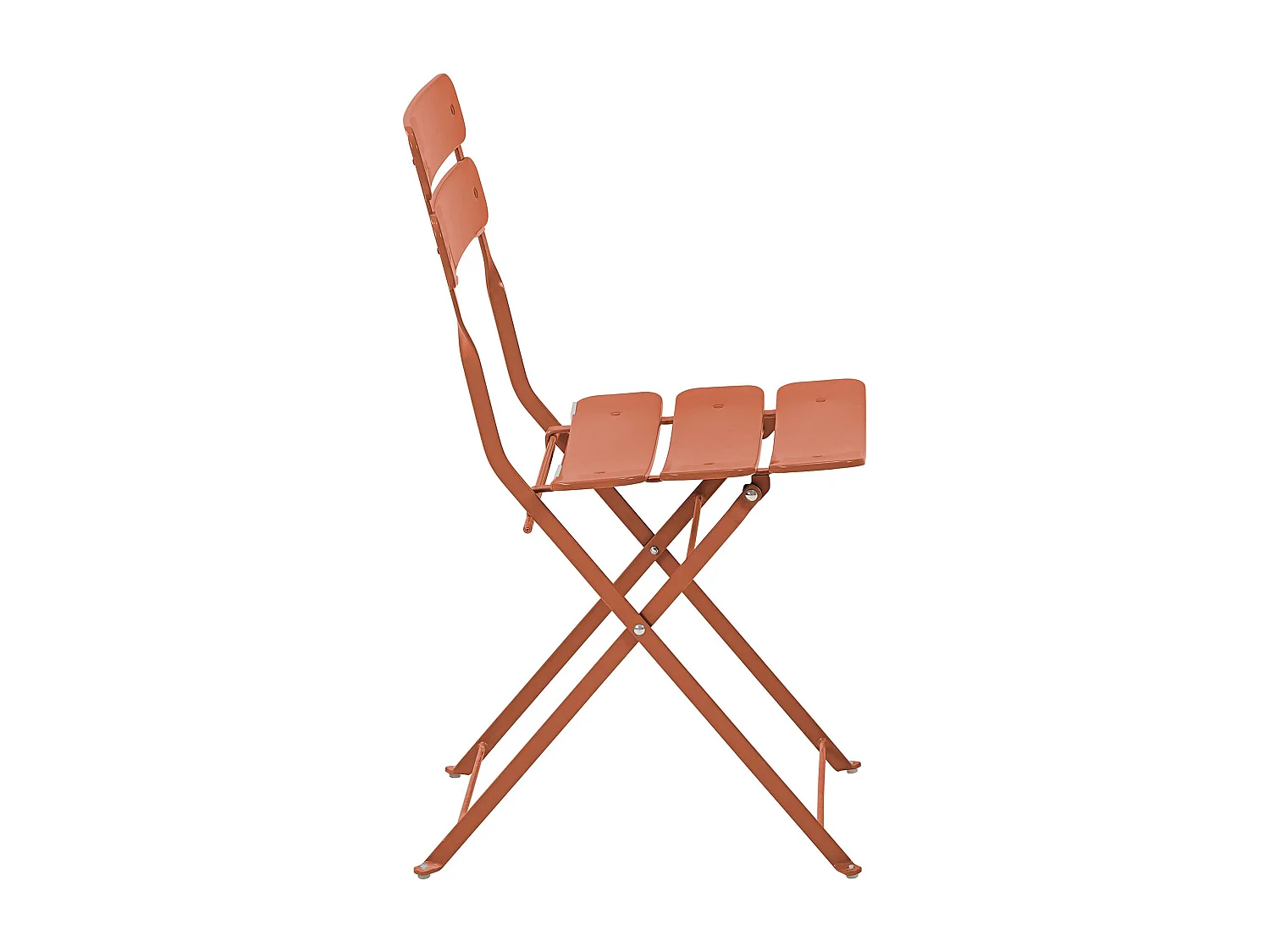 Set van twee terracotta stalen klapstoelen