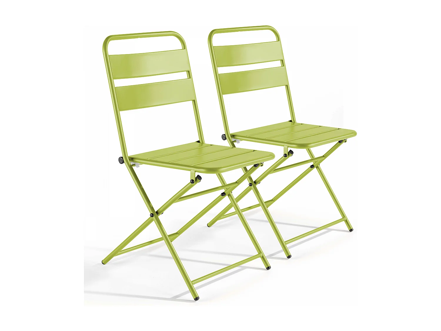 Lot de 2 chaises de jardin pliantes en métal vert - Palavas