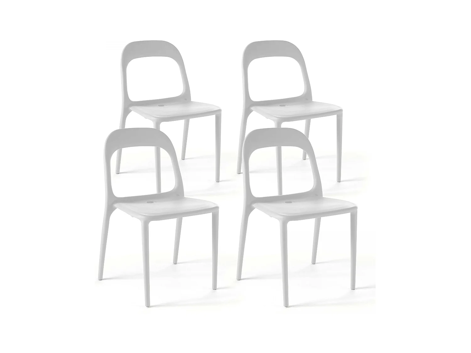Lot de 4 chaises en plastique blanc