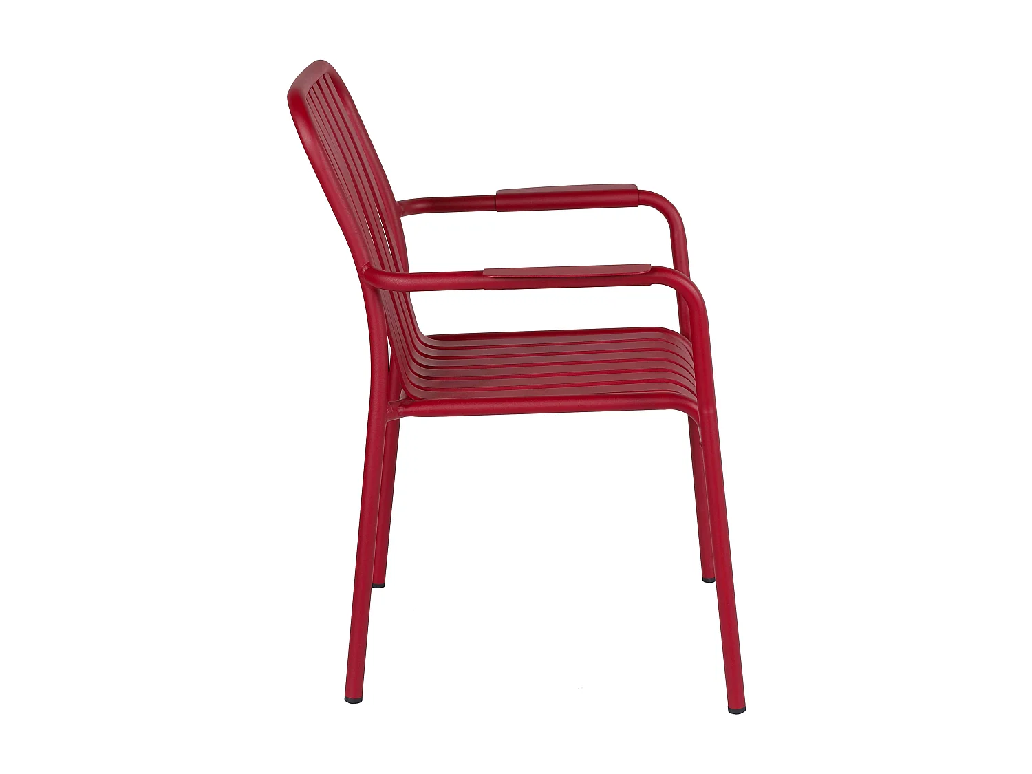 Chaise de terrasse avec accoudoirs en aluminium rouge
