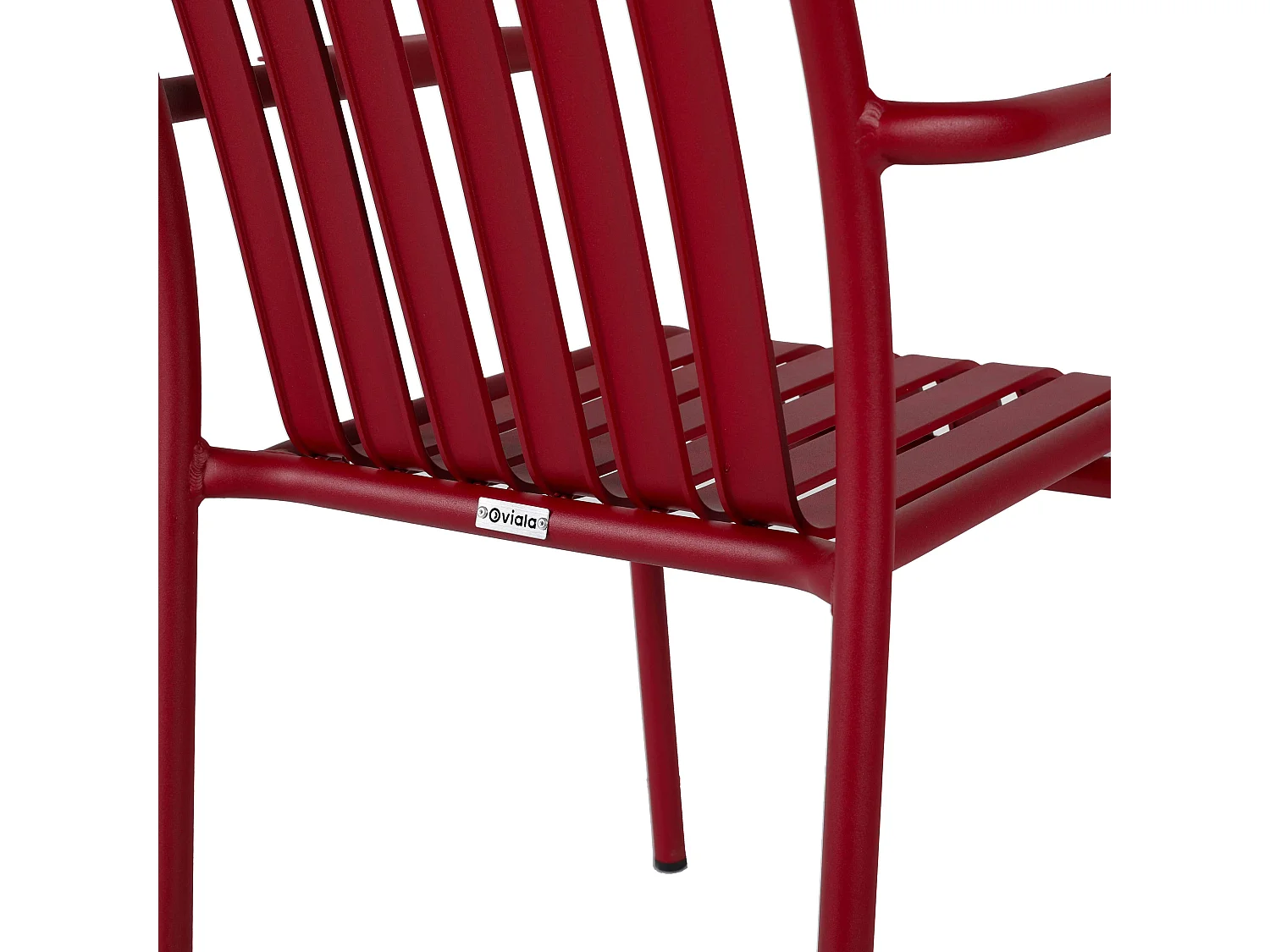 Chaise de terrasse avec accoudoirs en aluminium rouge