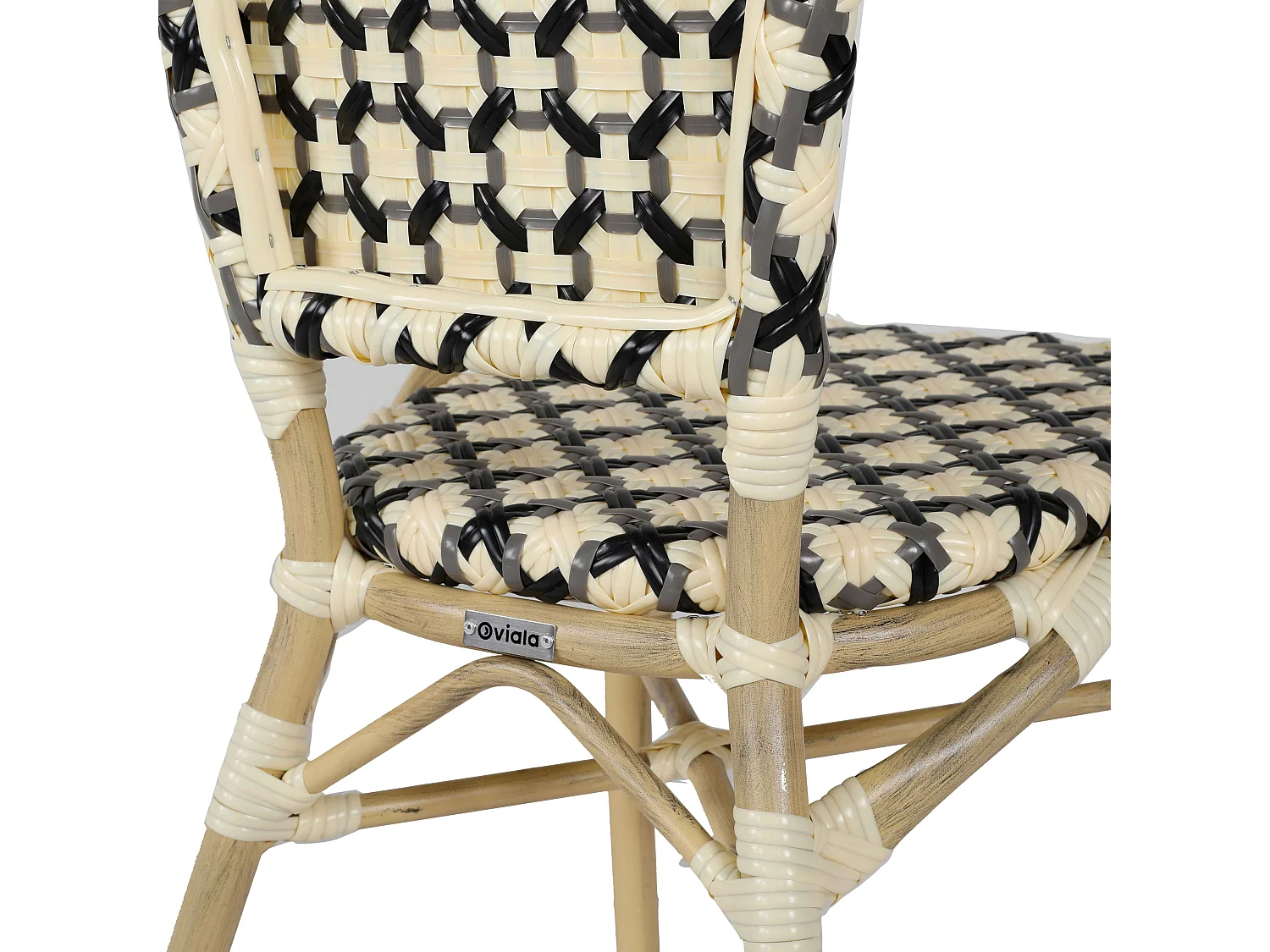 Fauteuil de terrasse bistrot parisien en aluminium et rotin noir