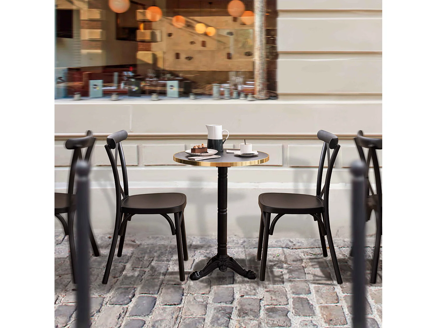 Chaise de terrasse noire en aluminium