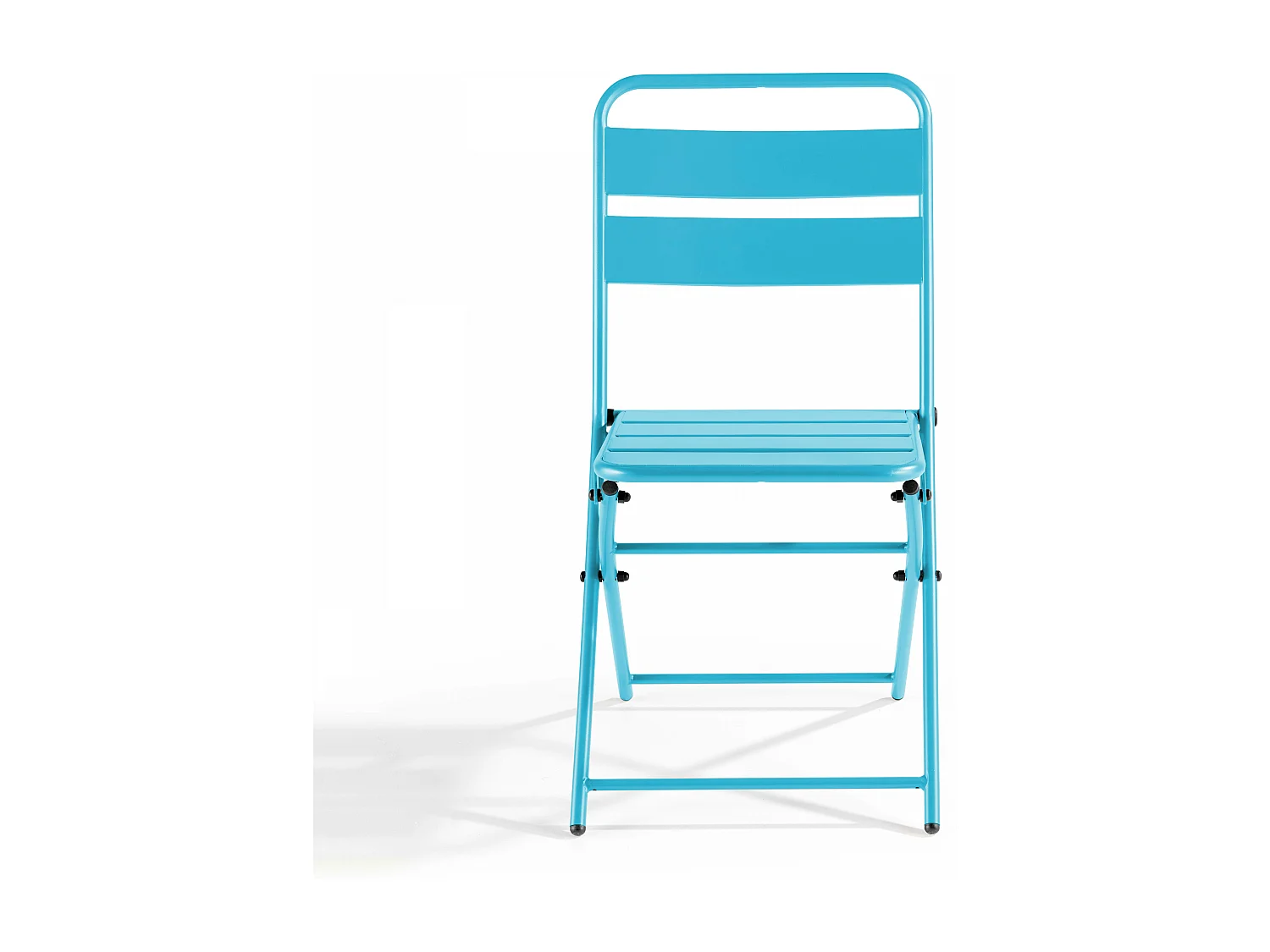 Lot de 2 chaises de jardin pliantes en métal bleu - Palavas