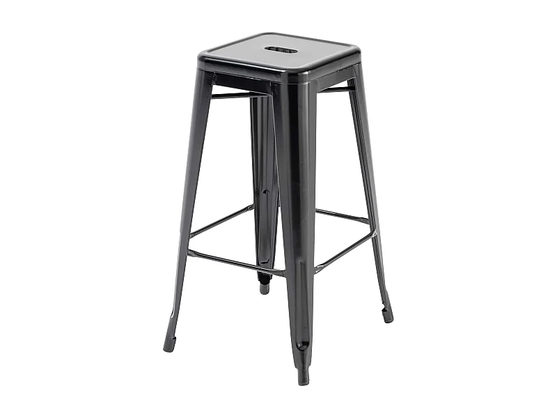 Tabouret de bar en métal noir mat