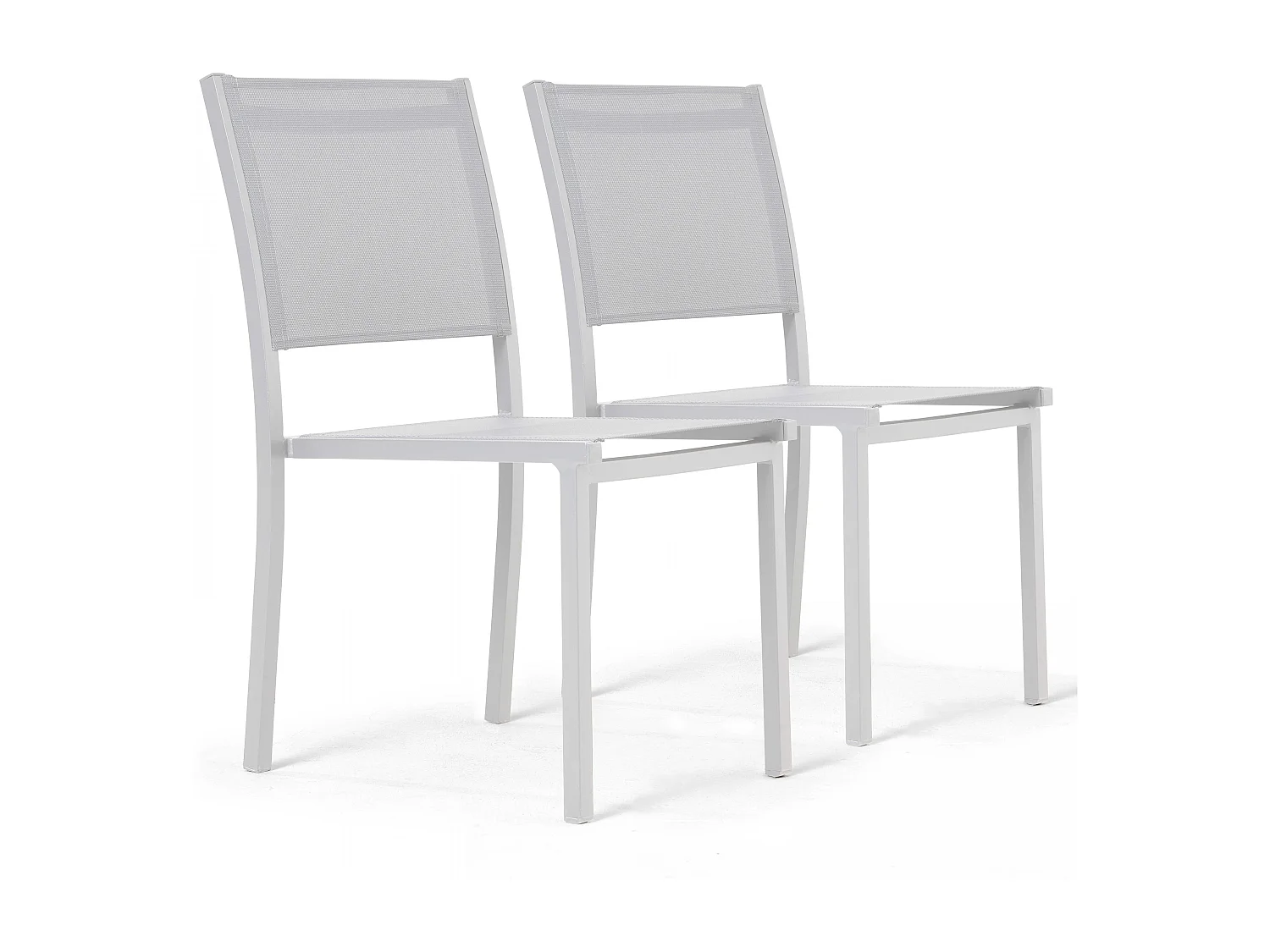 Lot de 2 chaises de jardin aluminium et textilène blanc