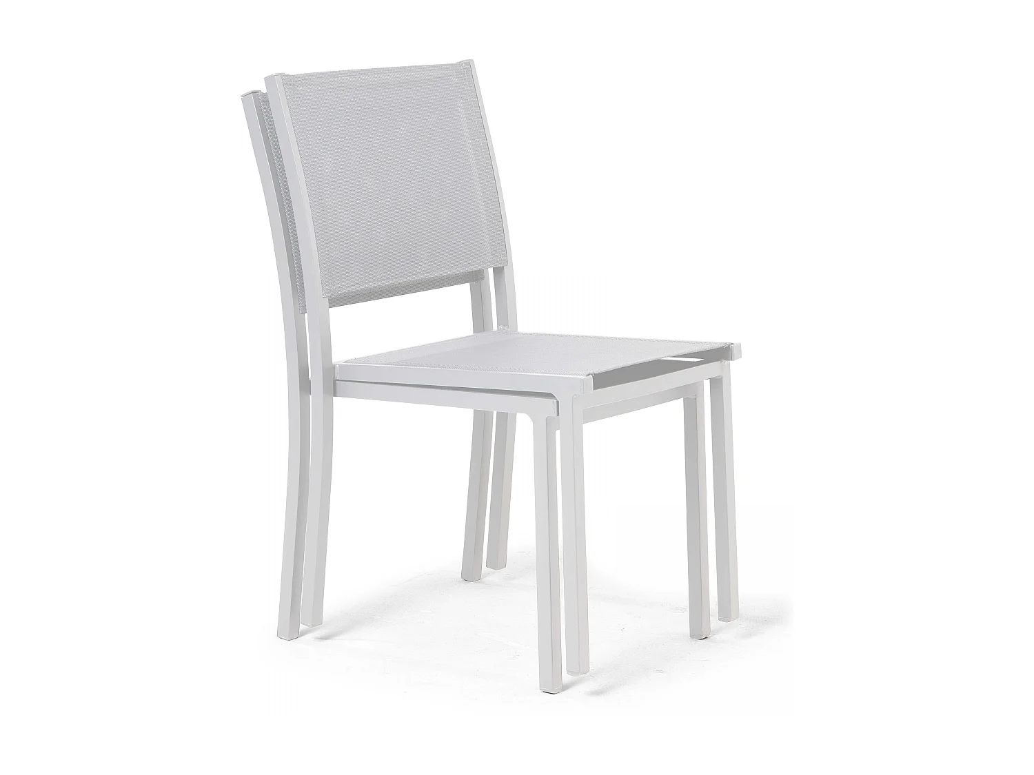 Lot de 2 chaises de jardin aluminium et textilène blanc