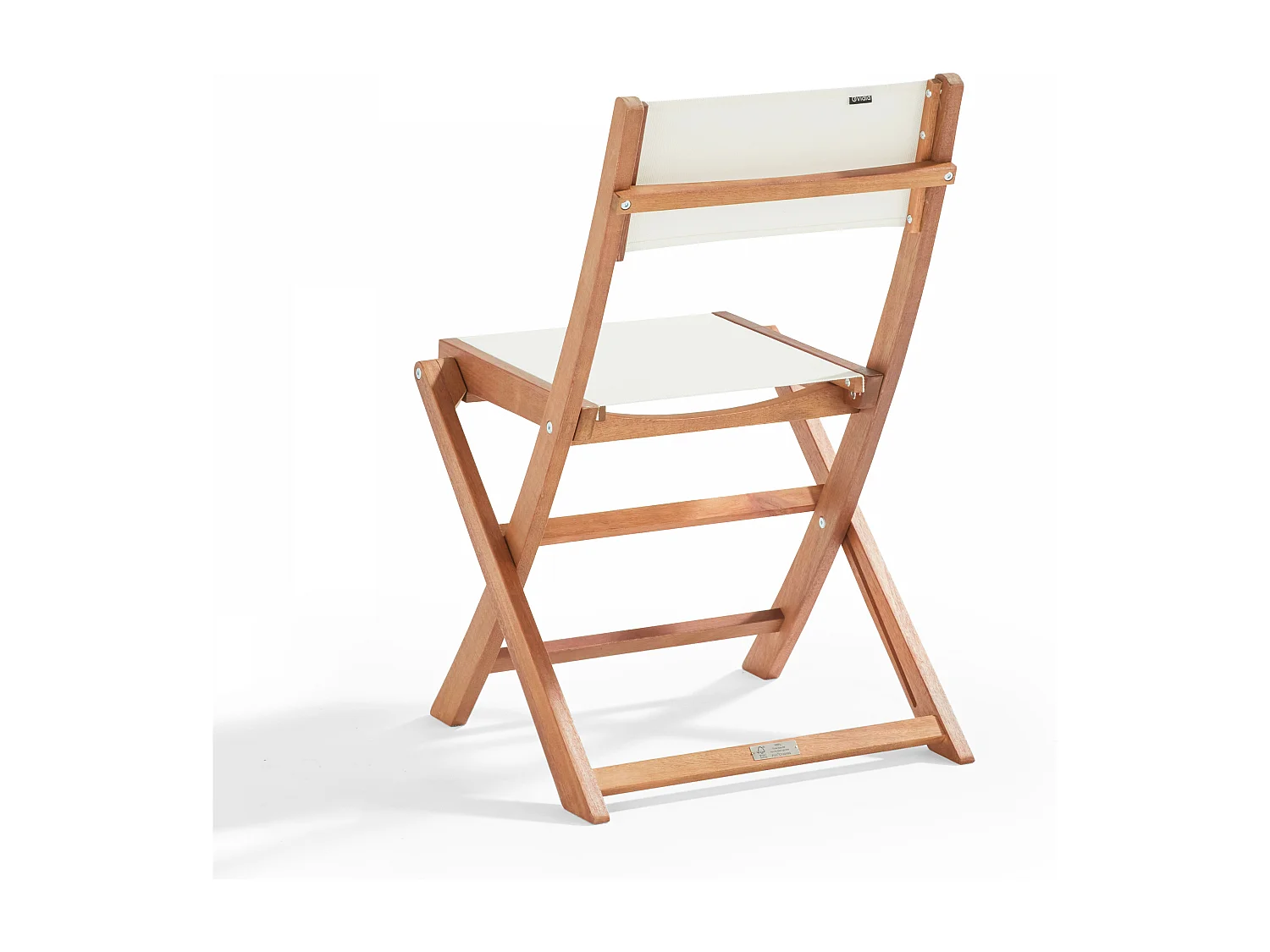 Lot de 2 chaises pliantes en bois d'eucalyptus et textilène blanc