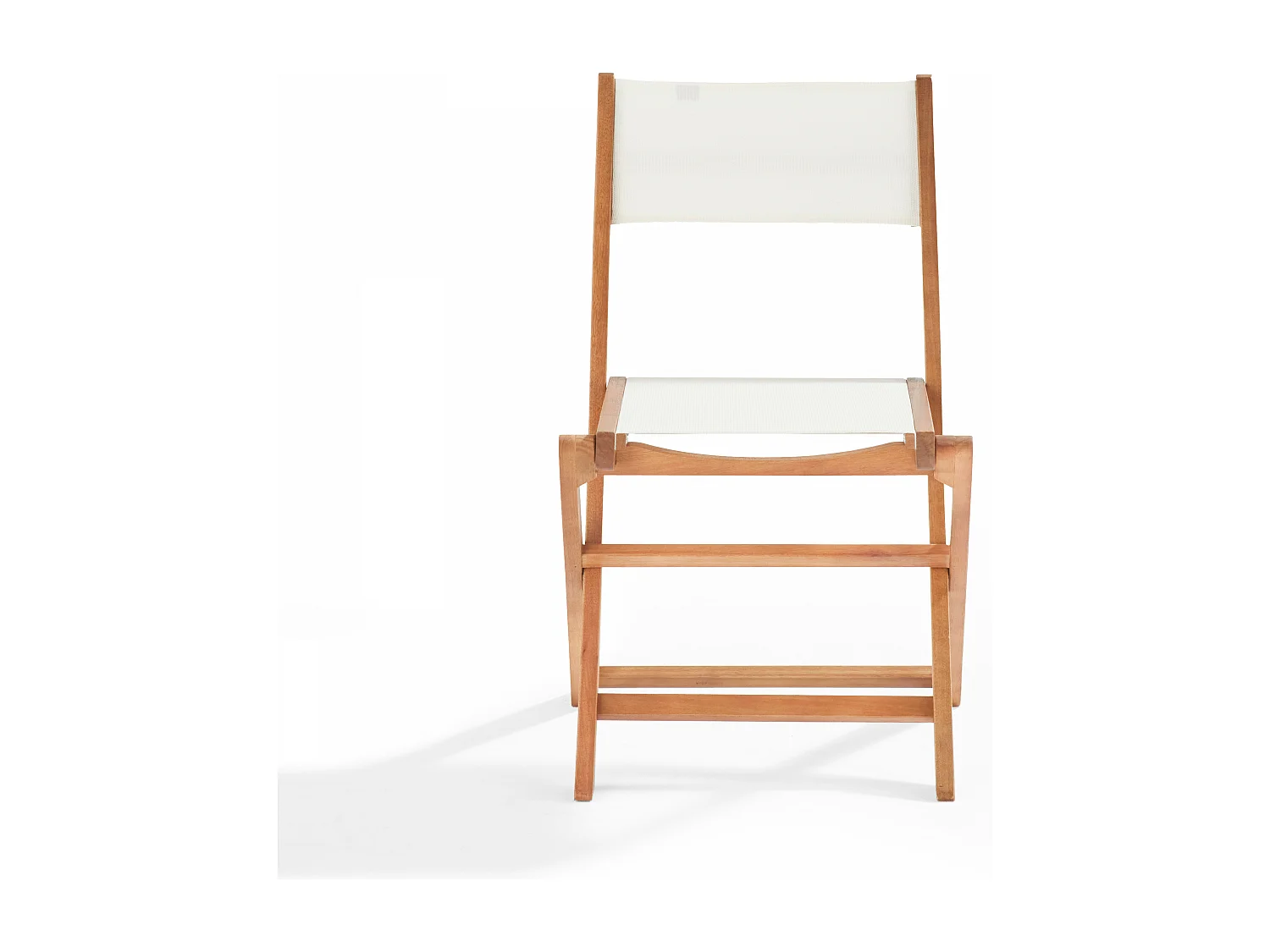 Lot de 2 chaises pliantes en bois d'eucalyptus et textilène blanc